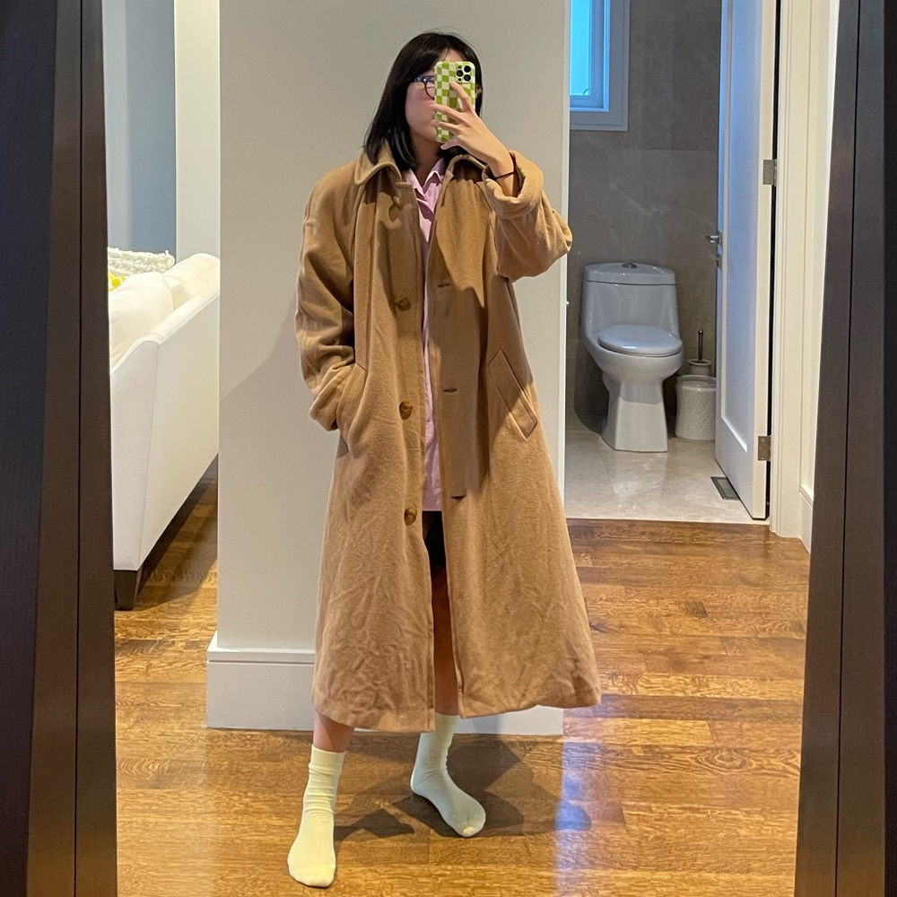 Vintage wool camel long winter coat